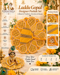 Royal Orange & Gold Embroidered Laddu Gopal Poshak Set