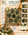 Royal Green & Gold Embroidered Laddu Gopal Poshak Set