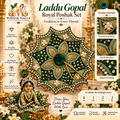 Green & Gold Royal Laddu Gopal Poshak | Designer Embroidered Poshak Set