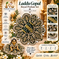 Green & Gold Designer Laddu Gopal Poshak | Pearl & Stone Embroidered Kanha Ji Dress