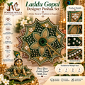 Green & Gold Designer Laddu Gopal Poshak | Embroidered Krishna Dress