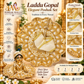 Elegant Cream & Gold Laddu Gopal Poshak | Designer Krishna Dress