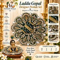 Dark Green & Gold Designer Laddu Gopal Poshak | Pearl & Stone Embellished Krishna Dress