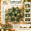 Green Designer Laddu Gopal Poshak Set – Pearl, Stone & Embroidery Work