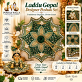 Laddu Gopal Designer Poshak Set - Green Leaf Embroidery