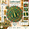 Laddu Gopal Designer Poshak Set - Green Star Pearl & Stone
