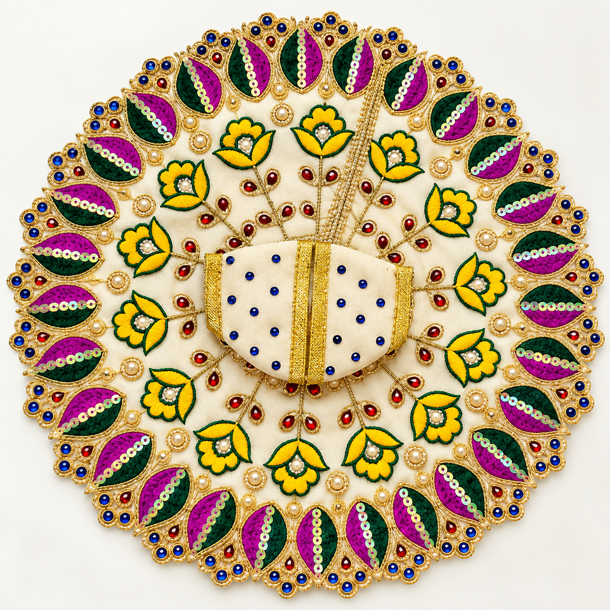 Cream Mughal Tulip Poshak for Laddu Gopal