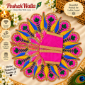 Pink and blue embroidered Laddu Gopal poshak with sequin and floral work
