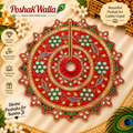 Red pearl emerald floral Laddu Gopal poshak with kundan and lavender leaf embellishments