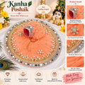 Kanha Poshak with Pagdi for Laddu Gopal – Peach Net with Stone & Pearl Work